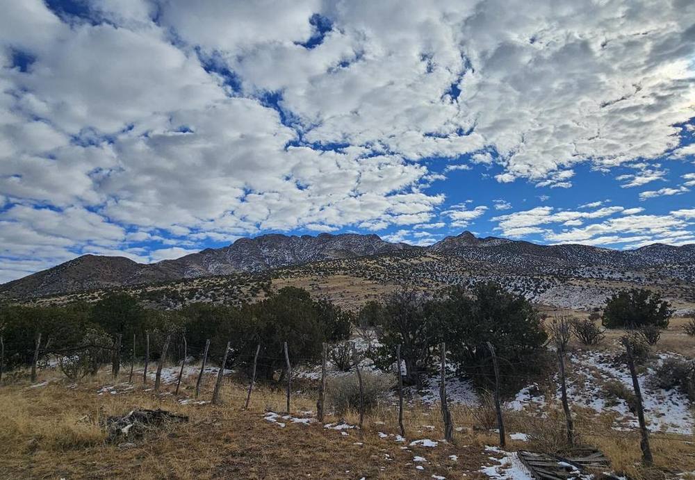 Broken cloud light over the high desert benches mule deer hold on