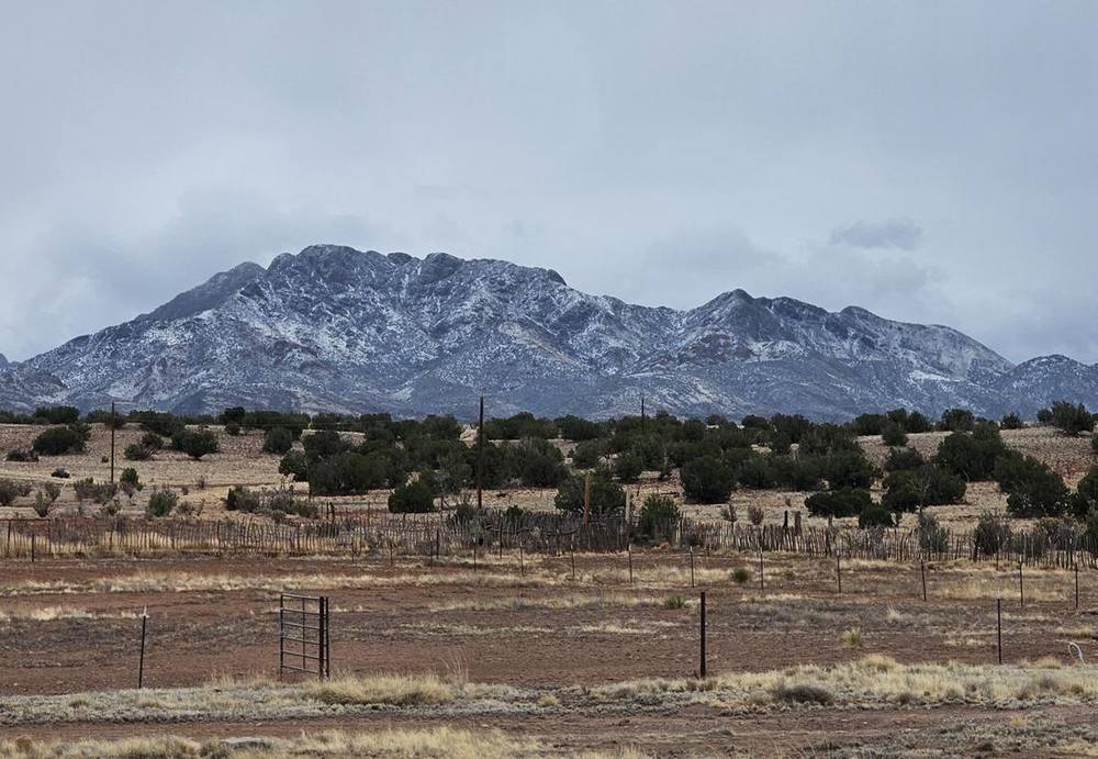 Snow on the peaks above the aoudad canyons in early spring