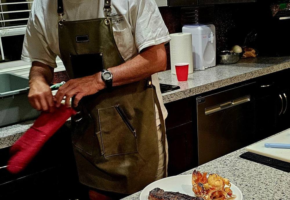 Steak dinner plated in the lodge kitchen at the end of a hunt day